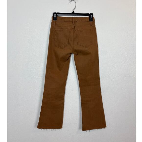FRAME  Le Crop Mini Boot Coated Latte Raw Step Hem Stagger Jeans 25 - Picture 3 of 5